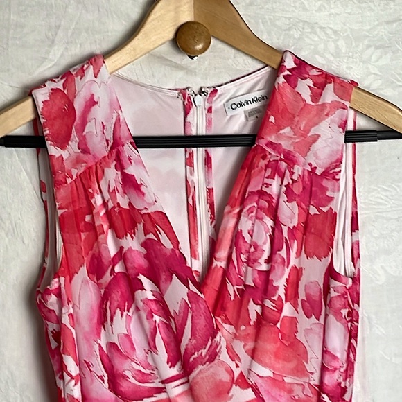 Calvin Klein Chiffon Floral Sleeveless Maxi Dress - Picture 2 of 6